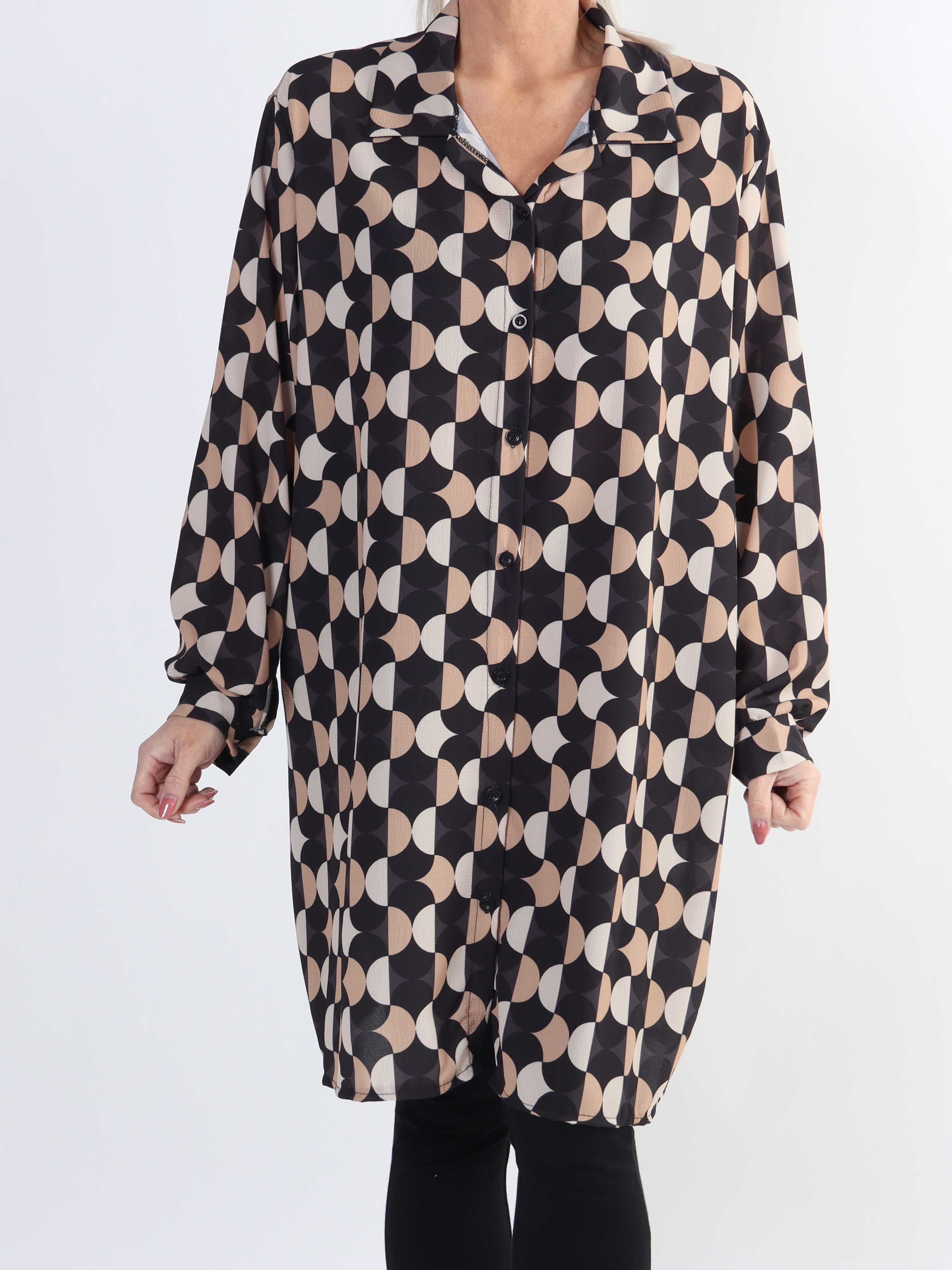 Abigail Pattern - Mønstret plus size skjortekjole